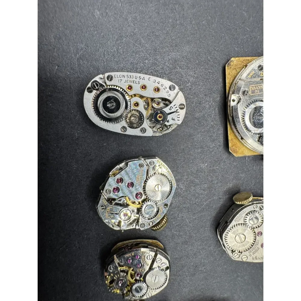 Lot of Vintage Watch Movements Dial Case Bulova Dufonte Benrus Wittnauer Elgin